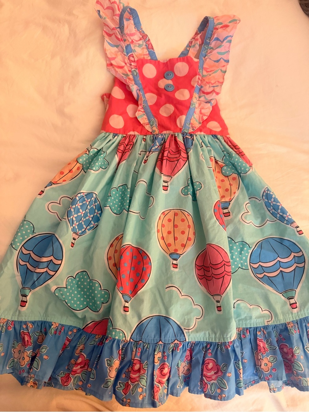 Eleanor Rose Coral & Aqua Ruffle-Trim Sundress